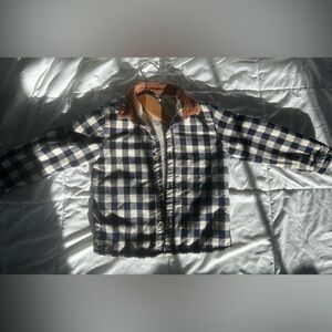 ZARA Baby Sherpa Lined Plaid Shacket Jacket 4–5 | Blue Gingham Corduroy Collar